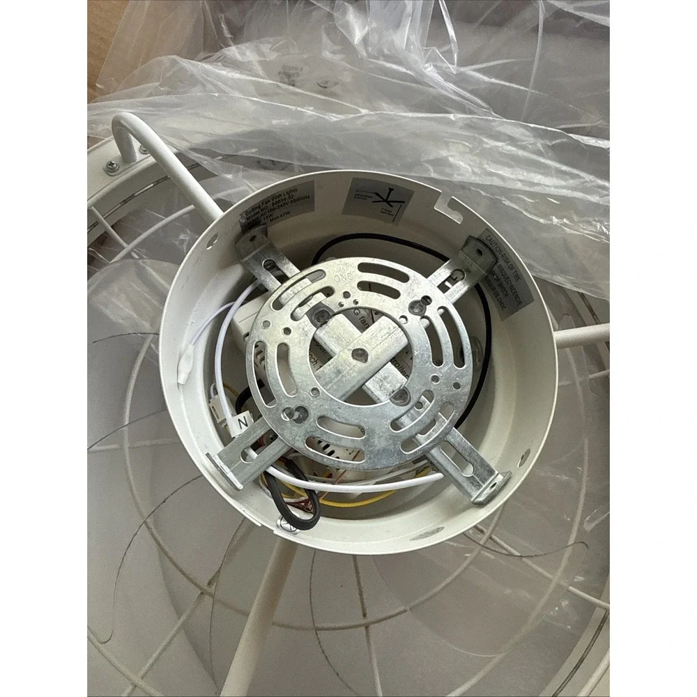 Flush Mount White Caged Ceiling Fan 18 Inches